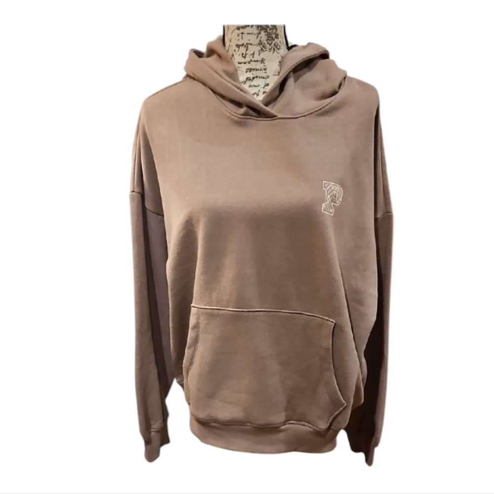 NWT PINK Victoria Secret Brown Hoodie with Front Pocket LARGE